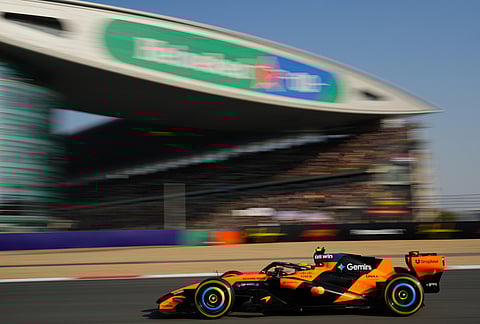 McLaren driver Lando Norris of Britain steers his car during the sprint qualifying ahead of the Chinese Formula One Grand Prix race in Shanghai, China.