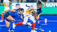 India 1-0 Italy Highlights, FIH Women’s Hockey World Cup Qualifiers Semi-Final: Manisha Seals Hard-Fought Win For Hosts | Photo: Hockey India : India's Navneet Kaur in action during the FIH Women's Hockey World Cup Qualifiers match against Italy on March 13, 2026.