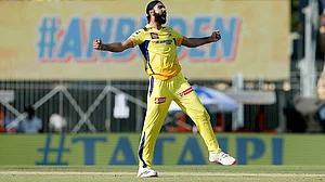 | Photo: AP/R. Parthibhan : Simarjeet Singh in action for CSK in IPL.