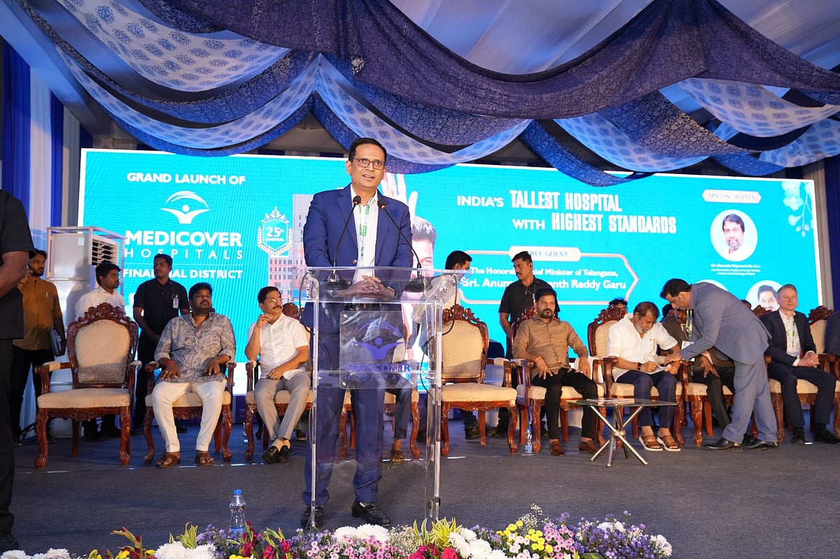 Dr. G. Anil Krishna speaking at the grand launch of Medicover Hospitals