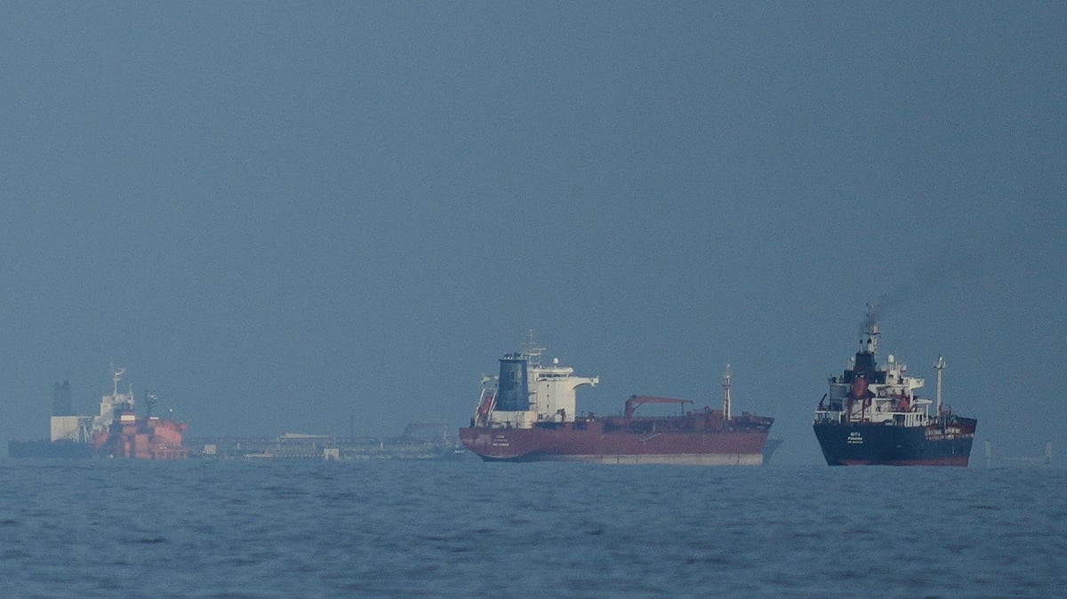 Oil tankers and cargo ships line up in the Strait of Hormuz as seen from Khor Fakkan, United Arab Emirates, Wednesday, March 11, 2026 - Credit: AP Photo/ Altaf Qadri | Representative Image