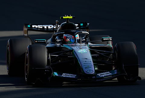 Mercedes driver Andrea Kimi Antonelli of Italy steers his car during the qualifying session of the Chinese Formula One Grand Prix at the Shanghai International Circuit, in Shanghai, China.