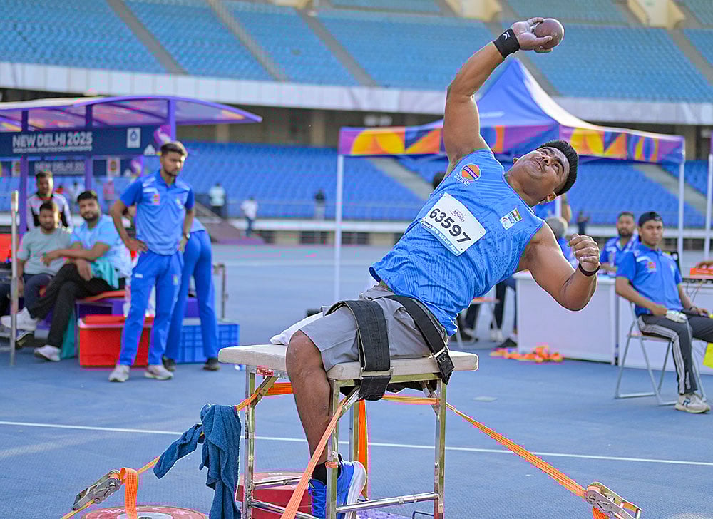 World Para Athletics Grand Prix 2026 Shubham Juyal during the Men’s Shot Put F57