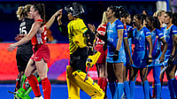 India 0-2 England, FIH Women's Hockey World Cup Qualifiers: Women In Blue Go Down Fighting In Final Hockey India : Indian players greet England after losing the FIH Women's Hockey World Cup Qualifiers 2026 final in Hyderabad.