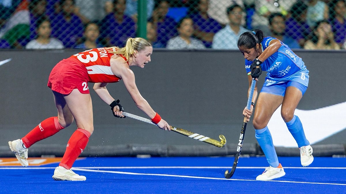 Action from the first half of the India vs England, FIH Women's Hockey World Cup Qualifiers final in Hyderabad. - Photo: Hockey India