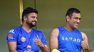 File : CSK's superstars - MS Dhoni and Suresh Raina will be seen again together on the field during the CSK Roar 2026 event in Chennai on March 22, 2026.