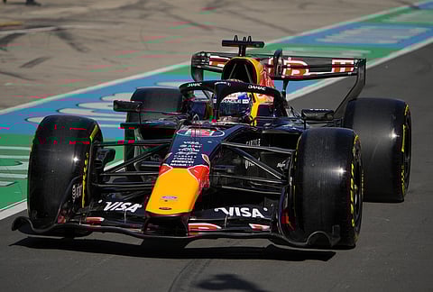 Red Bull driver Max Verstappen of the Netherlands steers his car during the qualifying session of the Chinese Formula One Grand Prix at the Shanghai International Circuit, in Shanghai, China.