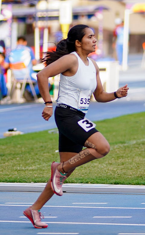 India’s Preeti Pal during the Women's 200m run at the World Para Athletics Grand Prix 2026, in New Delhi. 