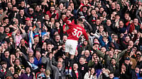 | Photo: AP/Dave Thompson : Manchester United's Benjamin Sesko scelebrates after scoring during the Premiier League soccer match between Manchester United and Crystal Palace in Manchester, England, Sunday, March 1, 2026. 