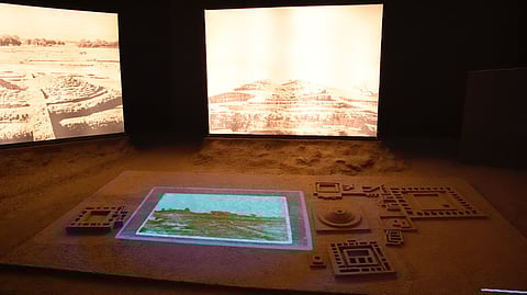 An installation at the venue that explains the layout of the Pipparwaha site and explains the chronology of the excavations.