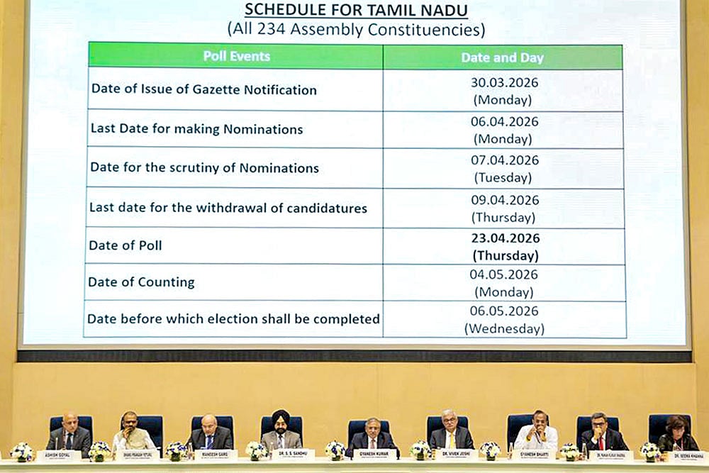Assembly election schedule for Tamil Nadu
