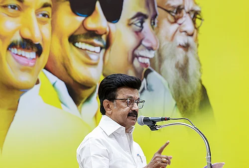 | Photo: PTI : Stalin Unveils DMK Manifesto, Promises ₹8,000 ‘Illatharasi’ Coupon for Women