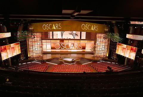 A view of the stage and seats before the Oscars at the Dolby Theatre in Los Angeles. 