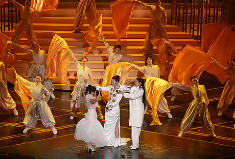 Rei Ami, from left, EJAE, and Audrey Nuna perform 'Golden' from "K-Pop Demon Hunters" during the Oscars at the Dolby Theatre in Los Angeles.