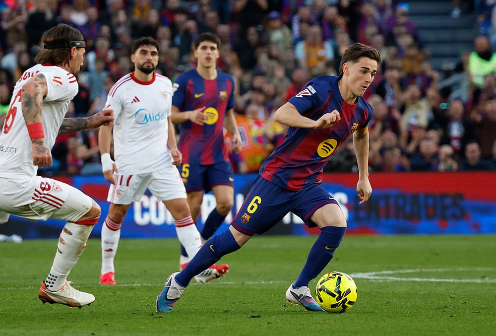 Barcelona vs Sevilla La Liga soccer match-Gavi