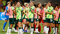 China Vs Australia Preview, AFC Women’s Asian Cup 2026: Head-To-Head, Lineups, Live Streaming – All You Need To Know | Photo: AP/Gary Day : Australian players react following the Women's Asian Cup quarterfinal soccer match between Australia and North Korea in Perth, Australia, Friday, March 13, 2026.