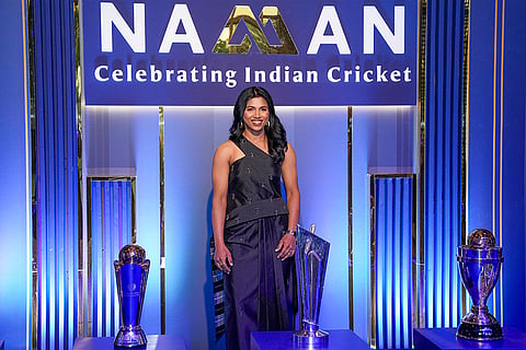 Indian women's national under-19 cricket team captain Niki Prasad during the BCCI Naman Awards 2026, in New Delhi.