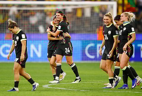 Australian players react following the Women's Asian Cup semifinal soccer match between China and Australia in Perth, Australia.
