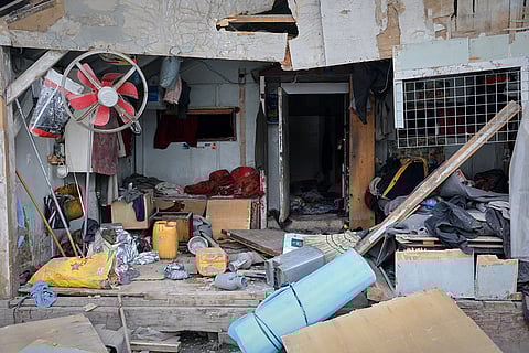 A damaged room is seen at the site of a late-Monday airstrike at a drug rehabilitation hospital in Kabul, Afghanistan.