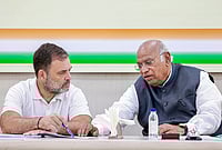 | Photo: AICC via PTI  : Congress President and LoP in the Rajya Sabha Mallikarjun Kharge interacts with LoP in the Lok Sabha Rahul Gandhi during a Congress Central Election Committee (CEC) meeting for Kerala, in New Delhi. 