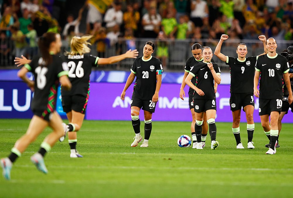 Australian players react following the Women's Asian Cup semifinal soccer match between China and Australia in Perth, Australia. - | Photo: AP/Gary Day
