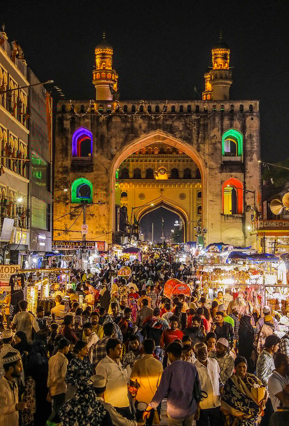 People at Charminar market in Hyderabad