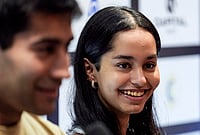 JSW Indian Open 2026: Anahat, Ramit Face Press Ahead Of Squash Tournament | Photo: PTI/Kunal Patil : Squash players Anahat Singh, right, and Ramit Tandon address a press conference ahead of the 'JSW Indian Open 2026 squash tournament', in Mumbai, Maharashtra.