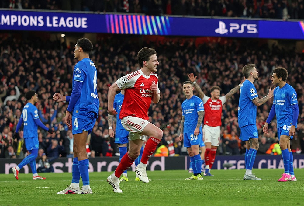 Arsenal vs Bayer Leverkusen Champions League soccer-Declan Rice 