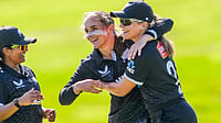 X/WHITE_FERNS : New Zealand women's team skipper Amelia Kerr (c) celebrates a wicket.