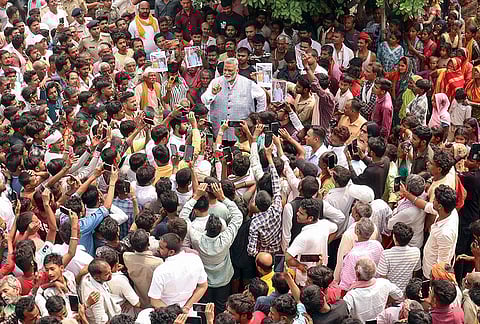 Purnia MP Pappu Yadav addresses people at Choraniya village during his visit following the death of Jagatveer Rai, who allegedly died after being shot by police, in Muzaffarpur.