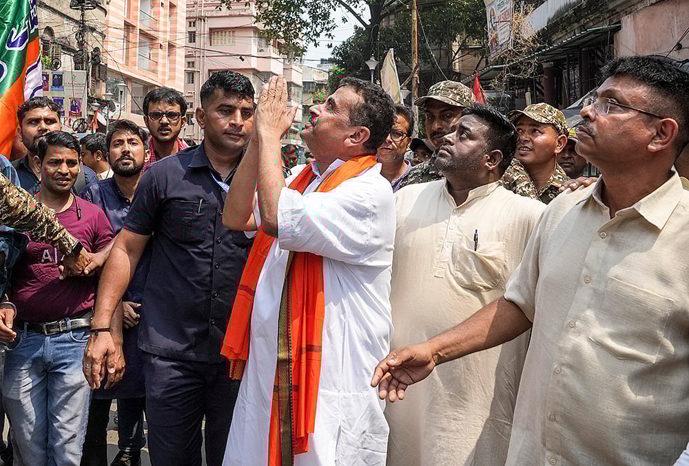 Suvendu Adhikari campaigns in Kolkata