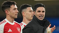 Arsenal Vs Manchester City Preview, English League Cup 2026 Final: H2H, Live Streaming – All You Need To Know | Photo: AP/Alastair Grant : Arsenal's manager Mikel Arteta reacts after the English League Cup semifinal first leg soccer match between Chelsea and Arsenal in London.