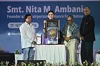 Nita M. Ambani receiving the prestigious KISS Humanitarian Award 2025
