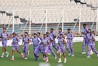 | Photo: PTI/Swapan Mahapatra : Kolkata Knight Riders players during a training session at Eden Gardens ahead of IPL 2026, in Kolkata.
