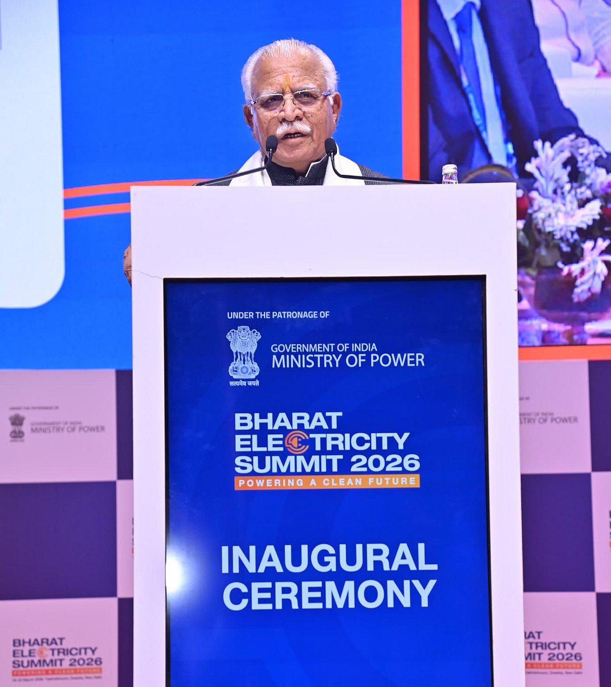 Union Power Minister Manohar Lal Khattar addressing the guests at the Bharat Electricity Summit 2026 - null