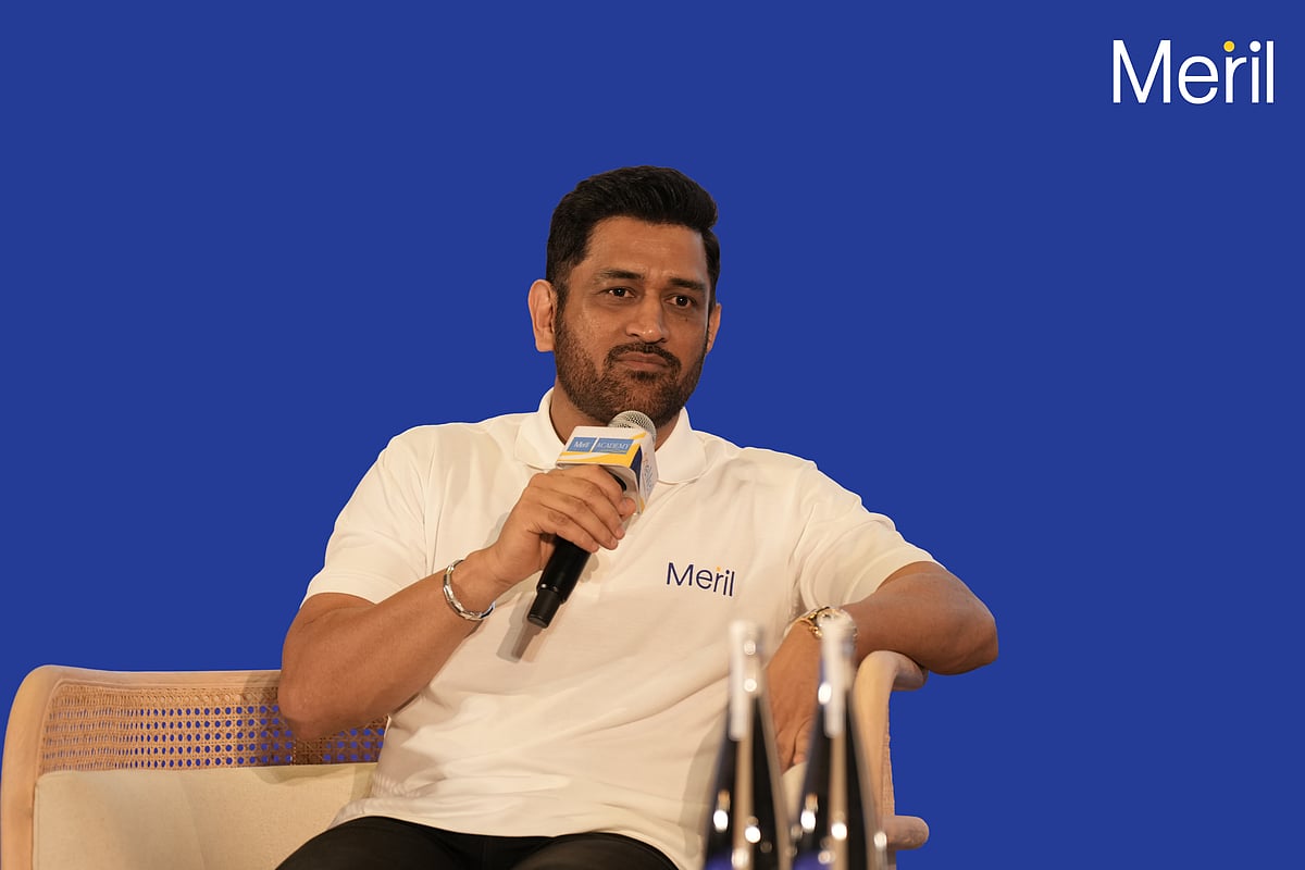 MS Dhoni speaking at the Meril Vapi Campus - null