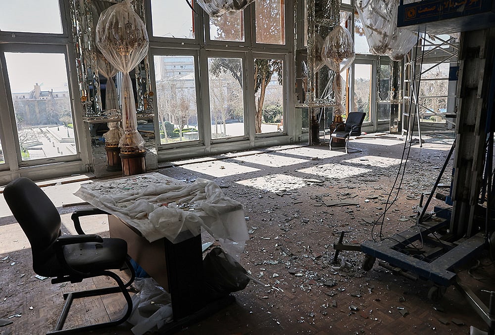Damage caused by U.S. and Israeli strikes on Iran is seen at the Qajar-era Golestan Palace in Tehran, Iran, March 3, 2026. - | Photo:  ISNA via AP