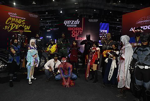Cosplayers represent various iconic gaming characters during the fan festival segment of the ISGL Mumbai Qualifiers