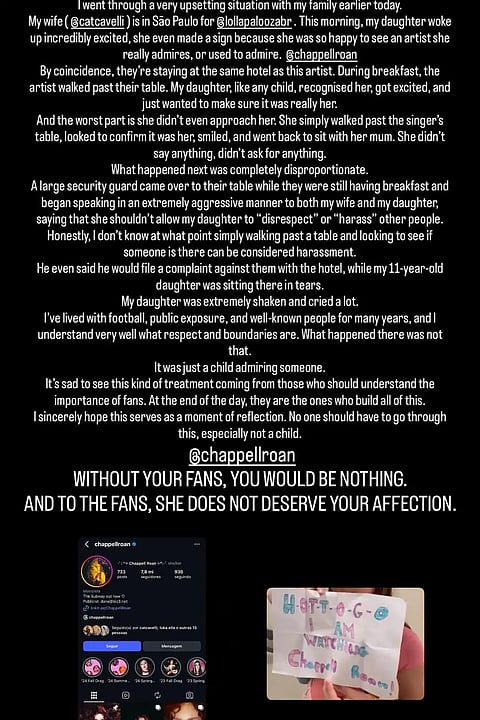 Screenshot of Jorginho's Instagram post on Chappell Roan.