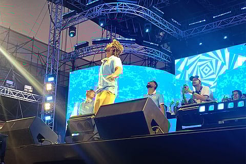 Tilak Varma interacts with the fans at the event.