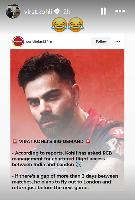 Virat Kohli Instagram Story