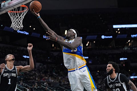 Indiana Pacers forward Pascal Siakam (43) drives to the basket over San Antonio Spurs forward Victor Wembanyama (1) during the second half of an NBA basketball game in San Antonio.