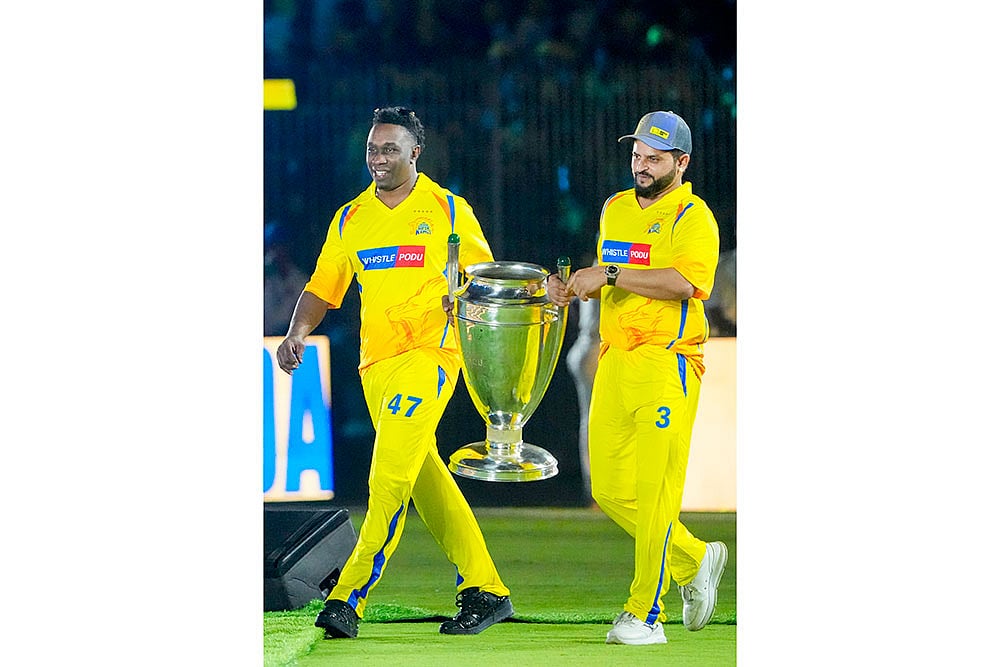 CSKs ROAR 2026 Suresh Raina, right, and Dwayne Bravo