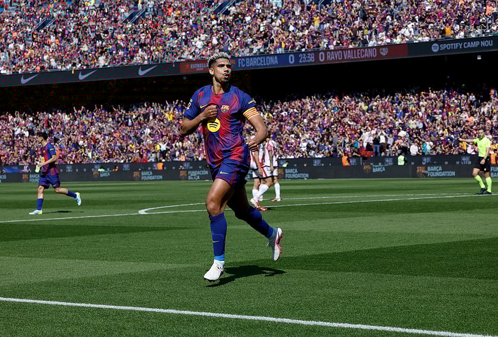 Barcelona vs Rayo Vallecano Spain soccer La Liga match-Ronald Araujo