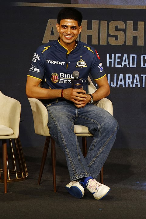 Gujarat Titans skipper Shubman Gill during the franchise's "Shubharambh 2026" event featuring the squad, owners and partners, in Ahmedabad.