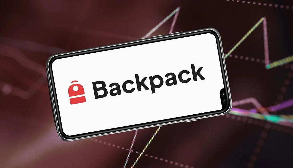 Backpack crypto exchange logo on a smartphone