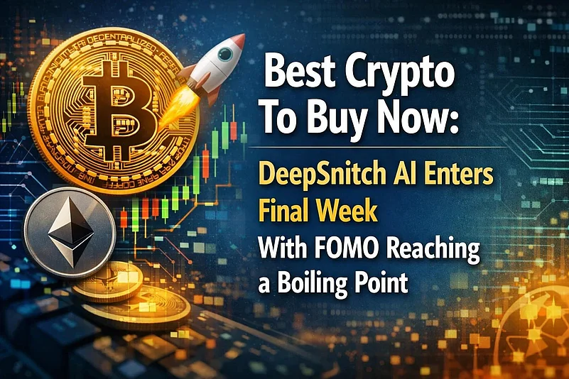 Crypto ad with Bitcoin, Ethereum, and DeepSnitch AI presale promo