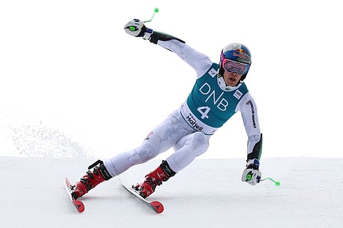 Brazil's Lucas Pinheiro Braathen competes in an alpine ski, men's giant slalom race, at the Lillehammer World Cup Finals, in Hafjell, Norway.