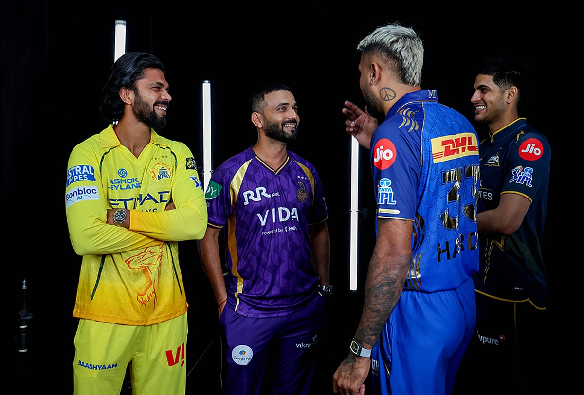 ipl captains photoshoot 2026-Ruturaj Gaikwad, Ajinkya Rahane, Hardik Pandya