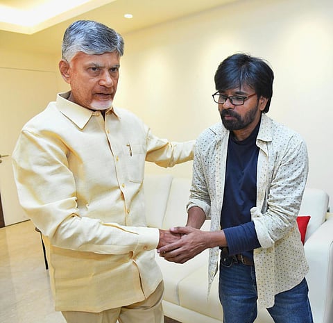 SLN Rajesh with CM N. Chandrababu Naidu